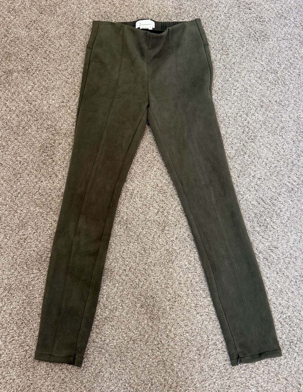 Anthropologie Faux Suede Leggings Olive Green Size 26